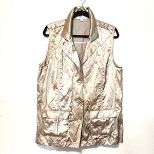 TravelSmith Gold Crinkle Button Front Vest Size XL EUC!